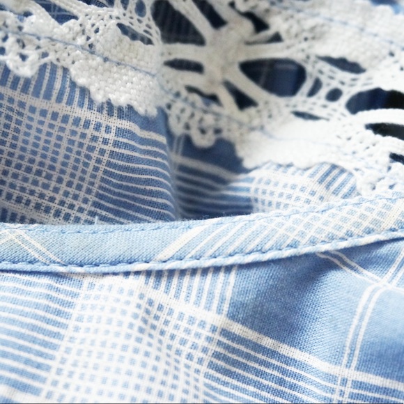 Free People Blue Time Out Tiered Lace Tunic Top - Picture 4 of 6